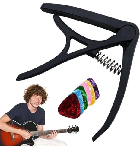 Gitarr capos – capo för elgitarr med 6 plektrum – klämma justerbar klämma tuner exakt för nybörjare övning musik prestanda kvinnor män