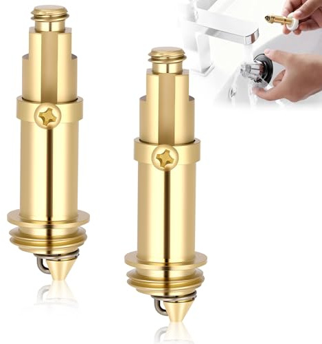 ABOHU 2 Piezas Válvula para Lavabo Clic Clac, Perno Válvula de Desagüe, Material de Latón de Tapón de Resorte para Reemplazar Piezas Rotas, para la Mayoría de Los Tapones Desagüe de Bañeras y Lavabos