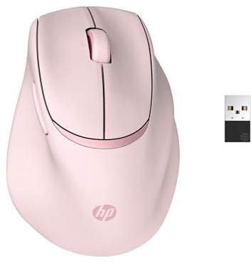 HP Tilt 720M - Ratón inalámbrico ergonómico (Inclinación semivertical 21°, Bluetooth y USB Type-A, Rueda Vertical/Horizontal, Carga rápida, Windows, macOS, ChromeOS, iPadOS, Android) Rosa