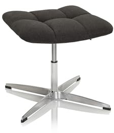 hjh OFFICE 671005 kontorsstol SARANTO Pall - Stilren pall i retro-design, Går att använda till det mesta, Klädsel av högkvalitativt tyg, Justerbar höjd, Designerfotkryss i rostfritt stål
