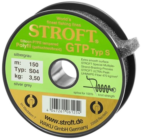 WAKU ROFT GTP S typ 04 silvergrå 150 m flätad fiskelina 3,50 kg