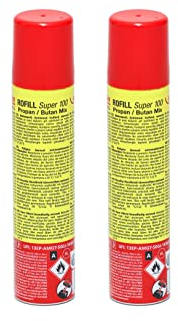ROTHENBERGER Industrial 2x Nachfüllgas 100 ml | Feuerzeuggas | Gaskartusche | Universalgas | hoher Reinheitsgrad | für Feuerzeuge Gasbrenner zum wieder befüllen inkl. 5 Adapter | 35840