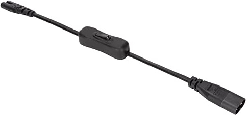 ASHATA IEC 320 C8 to IEC 320 C7 Cable,Male to Female Power Extension Adapter Cord with Switch,IEC 320 C8 to C7 Power Cable for Desk Lamp Speakers, LCD Monitors,Printers,100‑250V 0.98ft