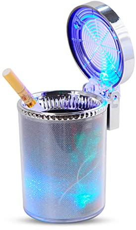 Kytpyi aschenbecher mit deckel, aschenbecher für draussen, Bunte Beleuchtung Kreativer Auto Aschenbecher mit LED-Licht und abnehmbarem Ständer, selbstverlöschender Aschenbecher mit 2 Zigarettenlöchern