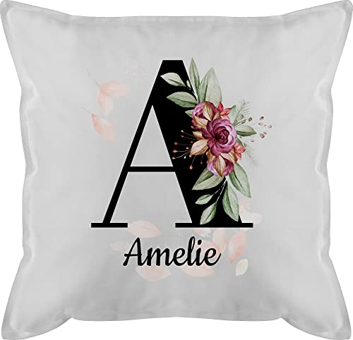 Kissen 50x50 - Anfangsbuchstabe - Buchstabe anpassbar mit Name I Geschenk Initialen - 50 x 50 cm - Weiß - Bedrucken Lassen namenskissen Buchstaben a schmusekissen buchstabenkissen personalisierte