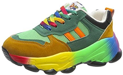 Sneakers Arcobaleno da Esterno, Scarpe da Ginnastica da Donna Leggere, Sportive Colorate con Suola Spessa - Moda di Strada