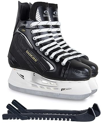 Botas - Draft 281 - Men's Ice Hockey Skates | Made in Europe (Czech Republic) | Color: Black, Size Adult 14 Bundle with Skate Guards