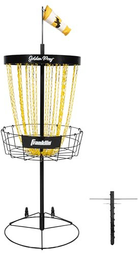 Franklin Sports Portable Metal Disc Golf Basket - PDGA Approved - Golden Prey Target - Black