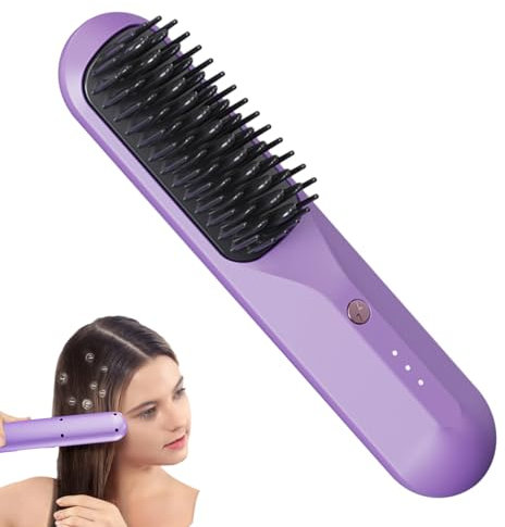 Goowafur Pettine per lisciare i capelli senza fili, Spazzola per lisciare i capelli senza fili | Spazzola termica per lisciare i capelli | Pettine a denti con 3 temperature, pettine in ferro