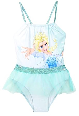 Disney Frozen Costume da Bagno per Ragazze, Costume Intero con tutù Design Elsa Costume da Bagno per Bambina, Taglia 6 Anni | Blu