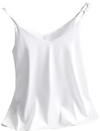 REHJJDFD Donna Canotta con Spalline Sottili Top Donna con Scollo a V Basica Bianca Canotta Senza Maniche in Raso di Seta Donna Camicia, bianco, XL