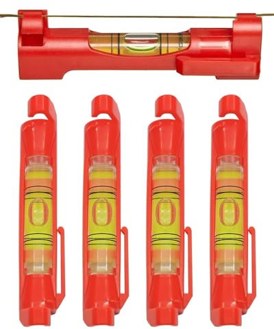 HSIXHAF 4 Stück Schnurwasserwaage, Rot Wasserwaage Schnur, Schnurwasserwaage Profi, Schnurlinien-Wasserwaage, Schnurwaage Wasserwaage für Maurerarbeiten,Rinnenarbeiten,Klempnerarbeiten, Spirit Level