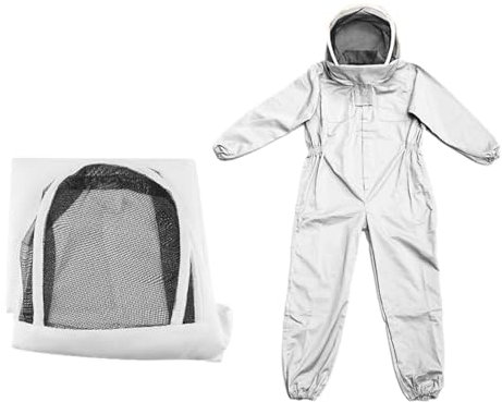 Belüftete Imkerjacke – Professioneller, stichfester Imkeranzug | Hochwertiger Wespenschutzanzug aus weißem Stoffnetz | Imkerjacke für professionelle Imker