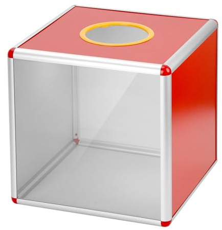 QWORK® Urna trasparente 30 cm, scatola per votazioni e donazioni con telaio in alluminio e pannelli acrilici, per schede e suggerimenti
