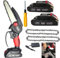 Hooha Mini Kettensäge Mit 2 Akku Und Ladegerät, 21V Akku Kettensäge Mit Led Leistungsanzeige, Bürstenloser Elektromotor, 2 Ketten, Für Gartenscheren Astschere Holzschneidenz (6 Zoll)