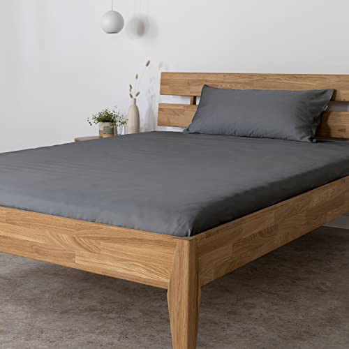 AGAPIE - Bambus Lyocell Spannbettlaken 100x200x35 cm - Dunkel-Grau, 100% Bio Oeko-Tex 100, für Allergiker, Antibakteriell, Ganzjahres-Bettwäsche, Atmungsaktiv, Geruchshemmend, Besonders sanft