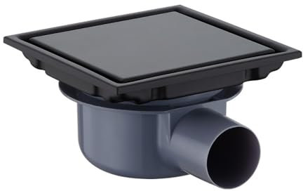 NEWFUN Canaleta de Ducha Cuadrada, 15 * 15 Desague Ducha, Rejilla Desague Ducha, Inhibidor de Olores, Desagüe de Suelo Invisible, Uso Positivo y Negativo, Soble Filtración, Alicatable, Plateado