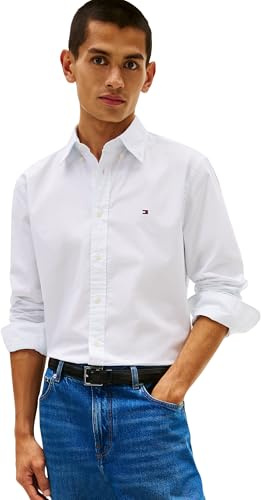 Tommy Hilfiger Men Flex POPLIN Fake Solid RF Shirt MW0MW41711 L/S Shirt, Blue, XXL