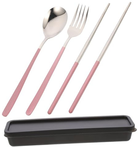 Alipis Vajilla Portátil Cubiertos De Viaje Con Estuche Juego De Utensilios Para Picnic Fiambrera Utensilios Reutilizables De Acero Inoxidable Juego De Cubiertos Para Camping