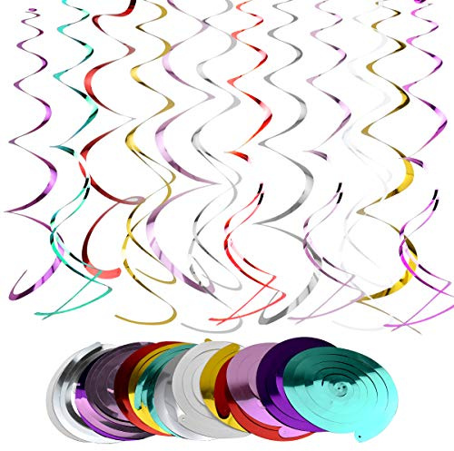 14Pcs Sécorations Fête Suspendues Tourbillon, Guirlandes à Spirales Spirale à Suspendre, Spiral Plafond Serpentins Décorations Suspendu Colorées pour Fête Anniversaire, Mariage, Noël (Type 1)