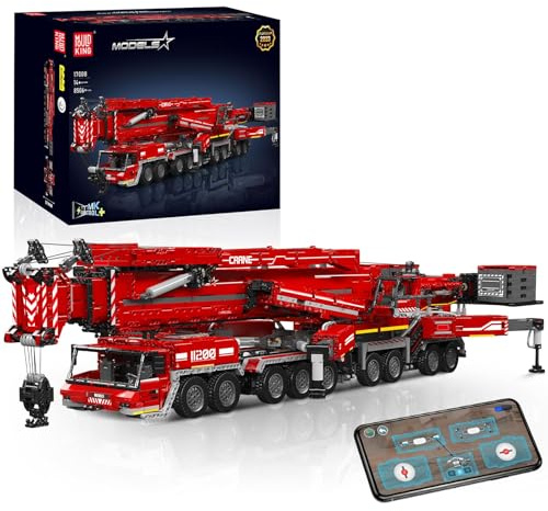 Mould King 17008 Red Heavy Crane Model Building Set, 8506 Pieces Motorized Construction Vehicle Kit with APP and Remote Control, Mechanical Engineering Project for Adult Collectors