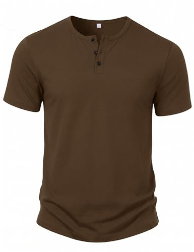 iClosam Camiseta Hombre Manga Corta Henley, Slim Fit Algodón Elástico, Básica Casual para Verano, Diario y Salir con Estilo Liso