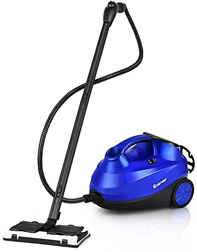COSTWAY 2000W Pulitore a Vapore con 19 Accessori e Serbatoio da 1,5L, Vapore per Tappeti, per Pulizie Profonde Pavimenti Finestre e Macchine (blu)