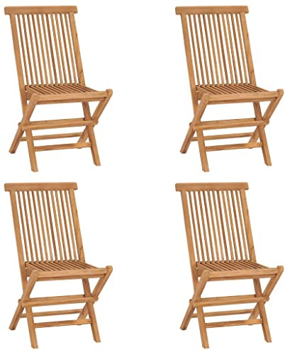 vidaXL Sedie da Giardino Pieghevoli 4 pz in Legno Massello di Teak