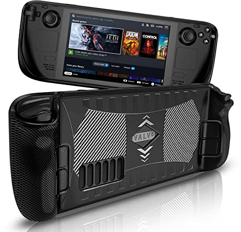 DLseego Custodia Protettiva per Steam Deck, Cover in TPU Compatibile con Console Steam Deck Valve 2021 Antiurto Antiscivolo Anti-collisione, Nero