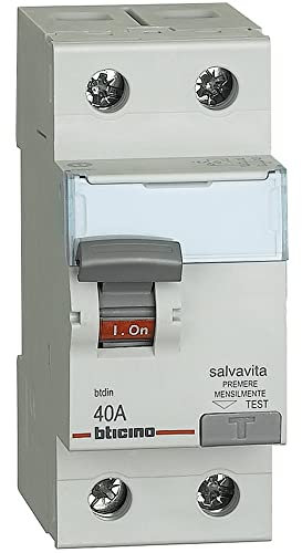 Bticino Interruttore Magnetotermico AC Tipo, 2 Poli, 230V, 40A, Meccanico, Pistone, Automatico, Su Guida DIN