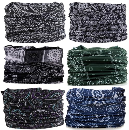 MOBEST Neck Gaiter Mask Face Scarf Bandana Tube Cover Headwear Balaclava Headband Headwrap for Men and Women (6-P5)