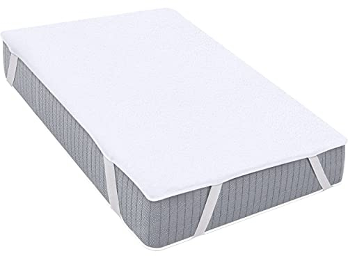 Utopia Bedding Waterproof Strap Mattress Protector Double Bed 135 x 190 cm White, Fits Up to 30cm Deep Mattresses, Premium Terry Double Mattress Protector, 4 Side Elastic Strap Mattress Cover