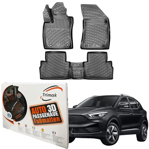 TRIMAK 3D-golvmattor för MG ZS EV från 2021 *Inte för bensin- och hybrid* | Gummimattor av TPE-gummi, perfekt passform, vattentäta, hög kant, halkfria, lätta att rengöra