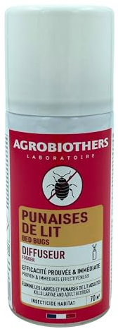 Agrobiothers | Diffuseur Automatique Anti Punaises de Lit | Elimine Punaise de Lit et Larves | Evite la Réinfestation Parasitaire | Insecticide d'Intérieur | Jusqu'à 70m2 | Fabriqué en France