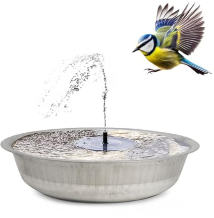 Set di Fontana Solare per Uso Esterno, XXL 50 cm, Ciotola in Zinco, Fontana Solare Galleggiante e Ciotola Decorativa come Fontana da Giardino Esterna, Elemento Acquatico da Balcone, Bagno per Uccelli