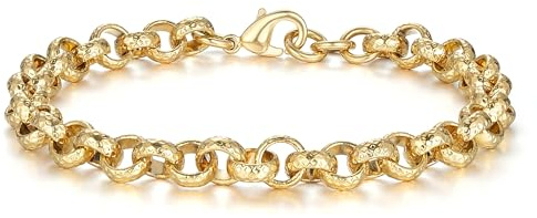 Gold Daimond Cut Belcher Bracelet, 6-Inch Long 8mm Thick, PVD Gold Plated – Bling King London