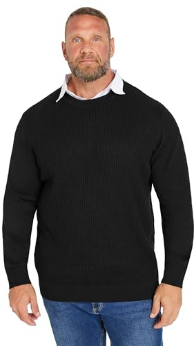 BadRhino Big & Tall Cable Knit Mock Shirt Jumper - Men's - Plus Size Curve Black