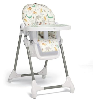 Mamas & Papas Snax, Adjustable Highchair, Reclines, Foldable, Removable Tray, Jungle Alphabet