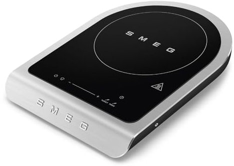Smeg, Plaque de Cuisson à Induction Portable PIC01BLMEU, Programmes de Barbecue, Fonction de Friture et de Maintien au Chaud, 9 Niveaux de Puissance, Fonction Boost, Accessoires Inclus, 2100W, Noir