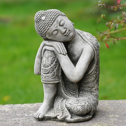 Grande statue de Bouddha endormi en pierre | Décoration de jardin oriental Moine thaïlandais