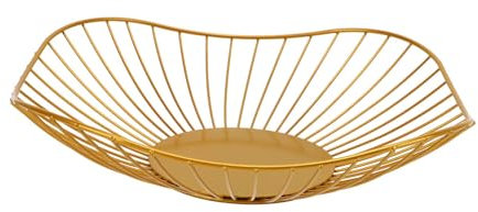 Hniuyun Gold Metal Wire Fruit Basket - Kitchen Counter Storage & Table Centerpiece for Fruits, Vegetables, Home Decor