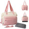 Fexkean Sac à Langer,Grand Sacs Bébé à langer pour Imperméable,Portable Sac à bandoulière,Sacs à dos de voyage pour bébé avec bretelles avec Matelas à Langer(Pink&Beige)