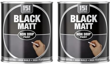 DIOXSTAR Black Matt Non-Drip Paint, Fast Drying, High Build, High-Performance Paint, Matt Finish, Interior and Exterior Use, Suitable for Wood, Metal, 300ml (2 PCS)