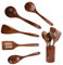 6 Piece Wooden Kitchen Utensils Sets Non-Toxic Wooden Spoons Cooking Spoons and Spatulas Heat Resistant Non Scratch Japanese Style Cooking Utensils Set for Non-Stick Pans