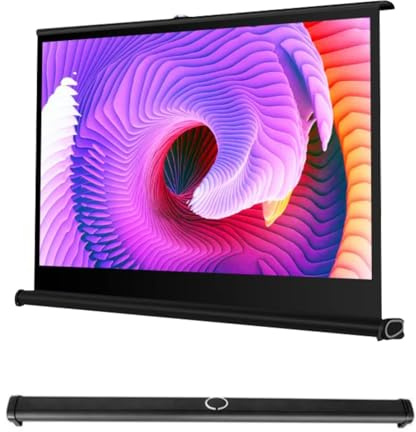 Écran De Projecteur Rétractable 30/40/50 Pouces 16: 9 HD Écran De Projection Portable avec Bords Noirs, Écran De Projection De Sol, Anti-Plis, Léger, Écran De Film pour Intérieur Extérieur(50)
