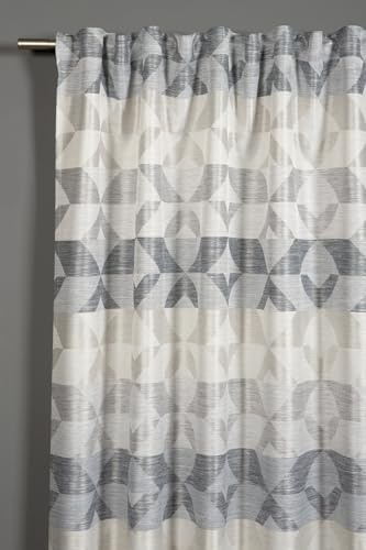Sehlbach Tenda pronta per l'uso con fettuccia, A rombi, Grigio, 140 x 245 cm, Tessuto opaco, Design elegante, Facile da applicare, Certificato Oeko-Tex