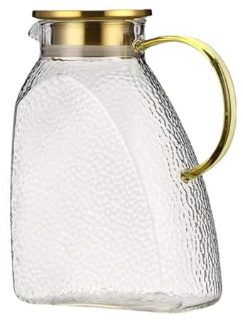 Jarra de agua con tapa, jarra de cristal con tapas, jarra de agua de 1,8 litros y 60 onzas, jarra de agu con tapaa, jarrar de cristal con tapa, jarras de cristal resistentes al calor o al frío