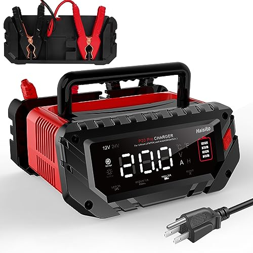 Haisito autobatterie ladegerät P20Pro,12V 24V 20A, intelligentes Schnellladegerät Wirbellader für Lithium-Ionen LiFePO4, Blei-Säure-Batterien (AGM, GEL, EFB, MF usw.), Schiffe, LKW, Landmaschinen usw.
