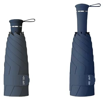 Mini Folding Travel Umbrella with Built-in Hidden Telescoping Handle,Teflon Coating, UPF 50+,UV Protection,Compact Lightweight Portable,6 Ribs Design,Small,Sun/Rain,Women/ Kids/Girls,Backpack Car