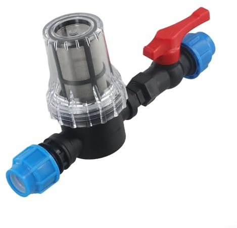 Oniissy Riego por goteo, filtro de agua, adaptador de tubo de plástico de conexión rápida, malla extraíble o jardín al aire libre, acuario, control de flujo de agua (20 mm)